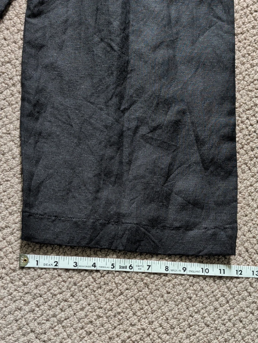 Black Linen Wide Leg Belted Jumpsuit Minimalist Pockets Sz 14 - Picture 8 of 12